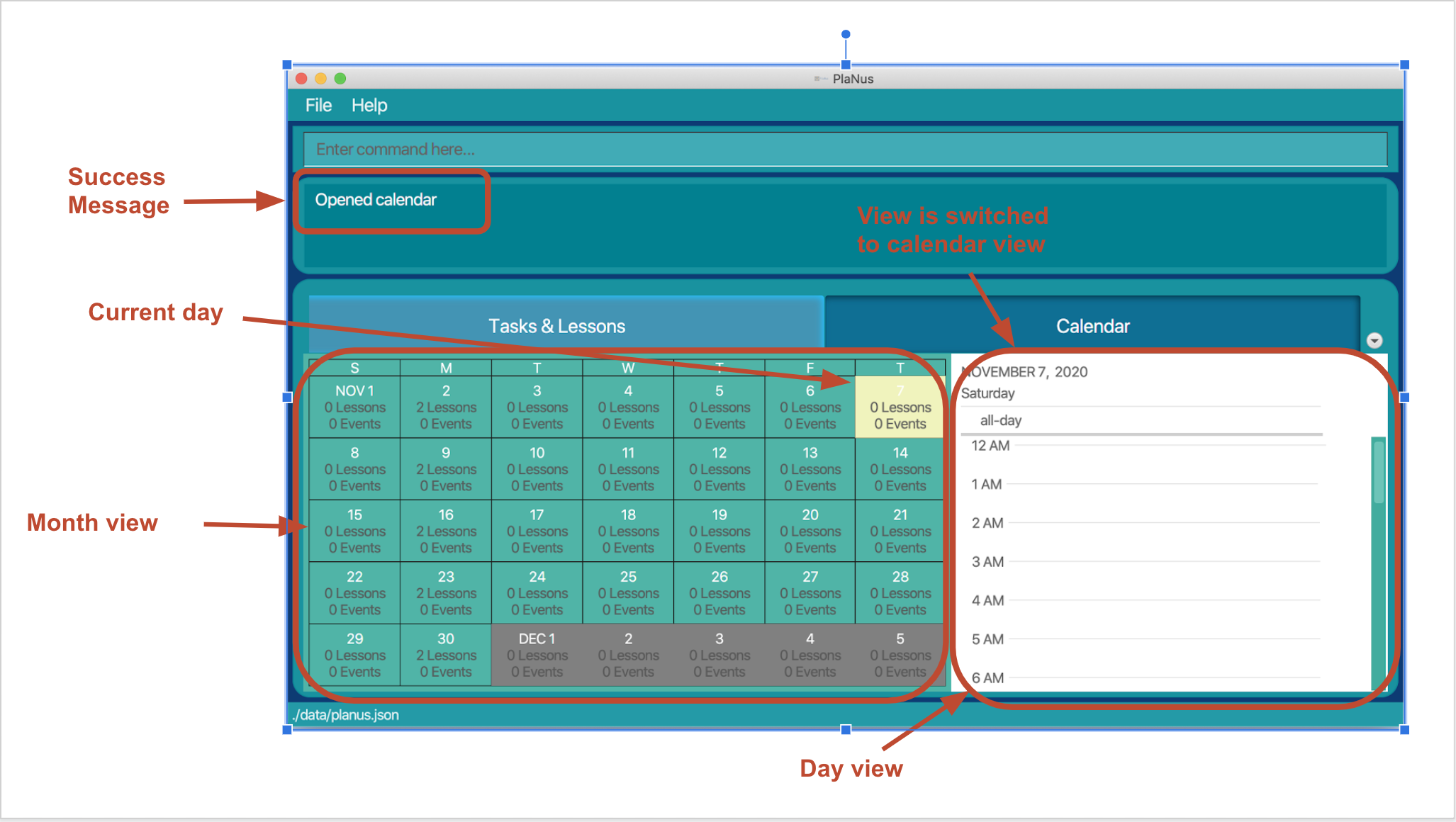 calendar view month